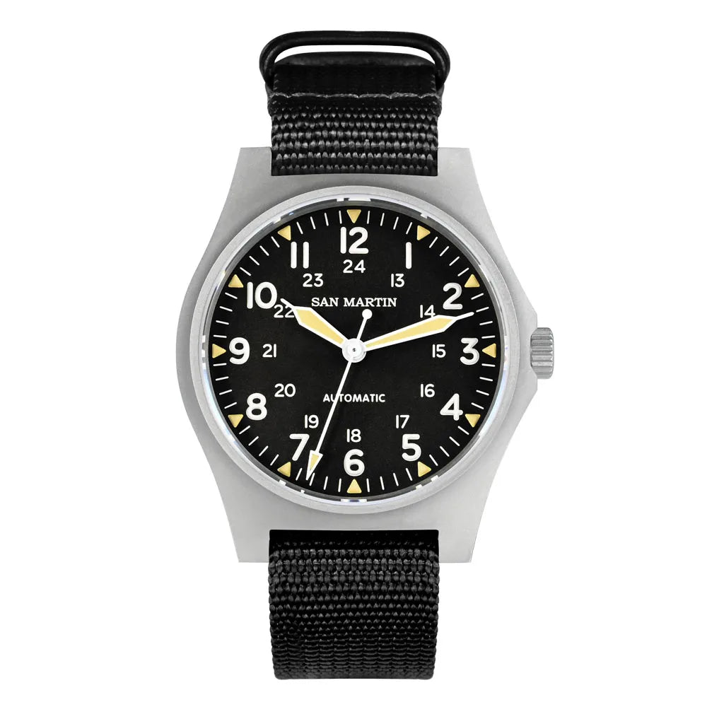 San Martin SN0137 Fliegeruhr Mattschwarz