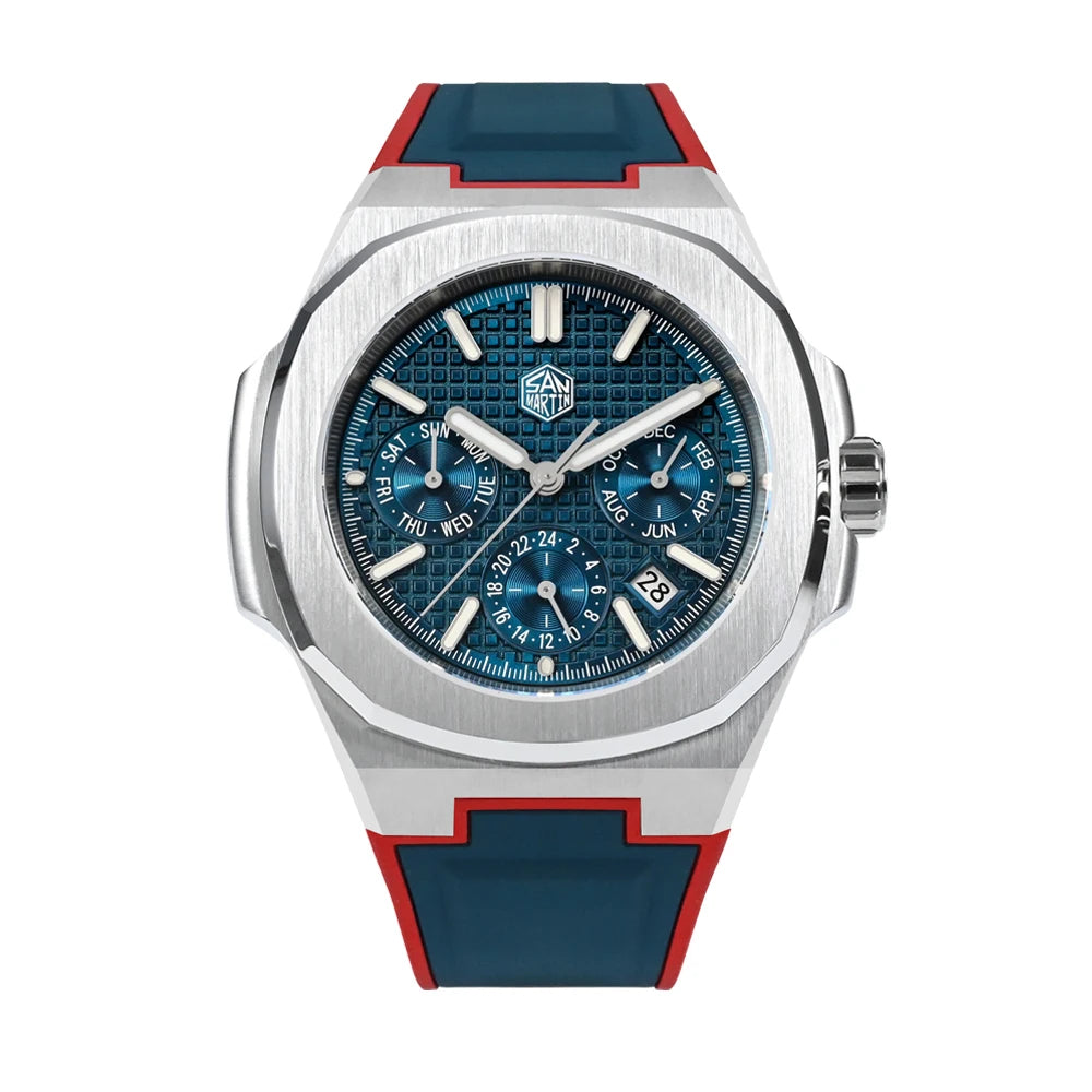 San Martin SN0075 Kleideruhr Blau Waffel R B2