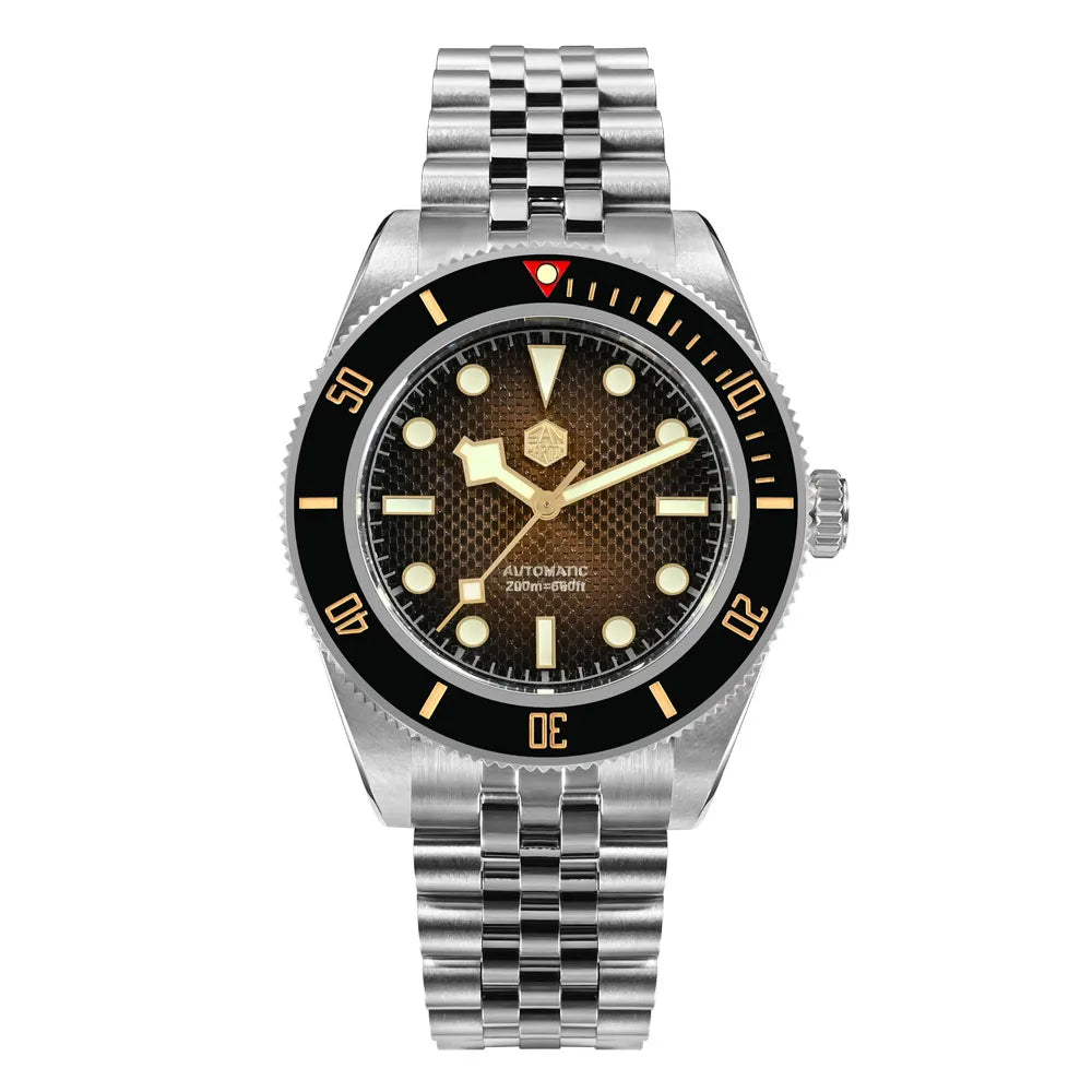 San Martin SN0128 BB Taucheruhr 3D Waffel Braun