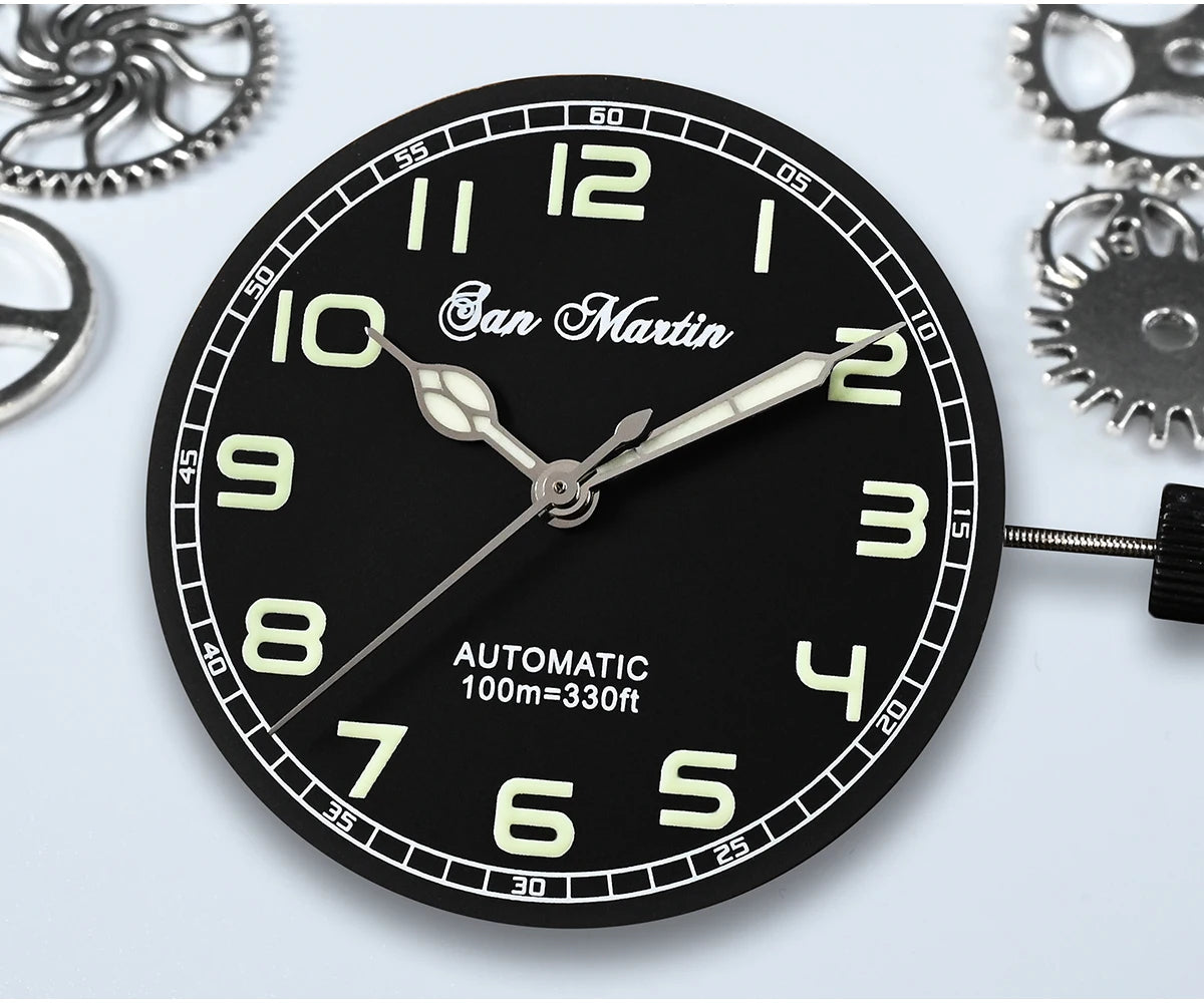 San Martin SN0026 DLC Schwarz Zifferblatt Makro