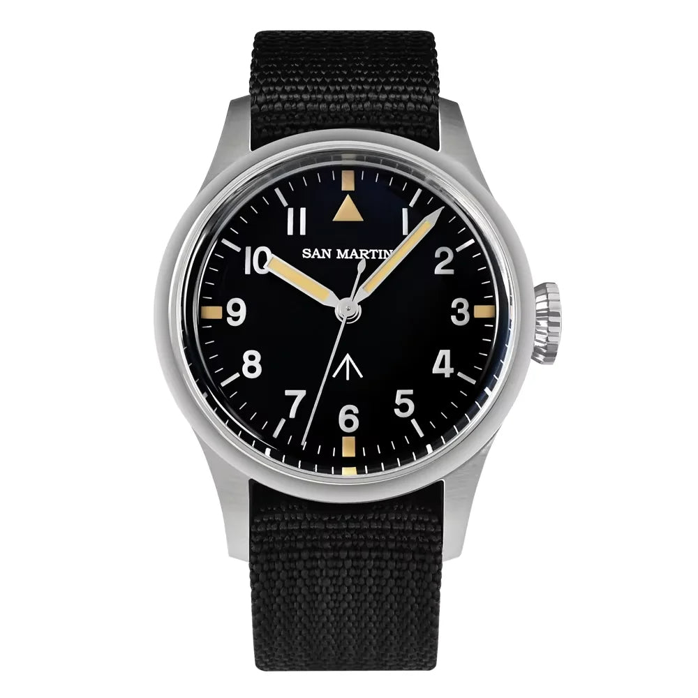 San Martin SN0105 Pilotenuhr Mattschwarz