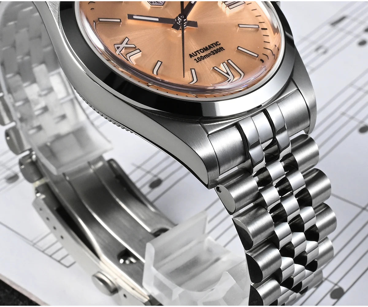 San Martin SN0050 Kleideruhr Sunray Lachs Krone Makro