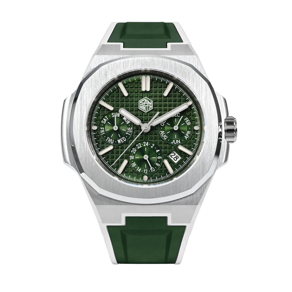 San Martin SN0075 Kleideruhr Grün Waffel R B2