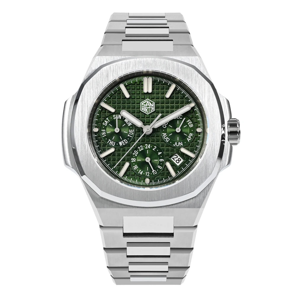 San Martin SN0075 Kleideruhr Grün Waffel B2