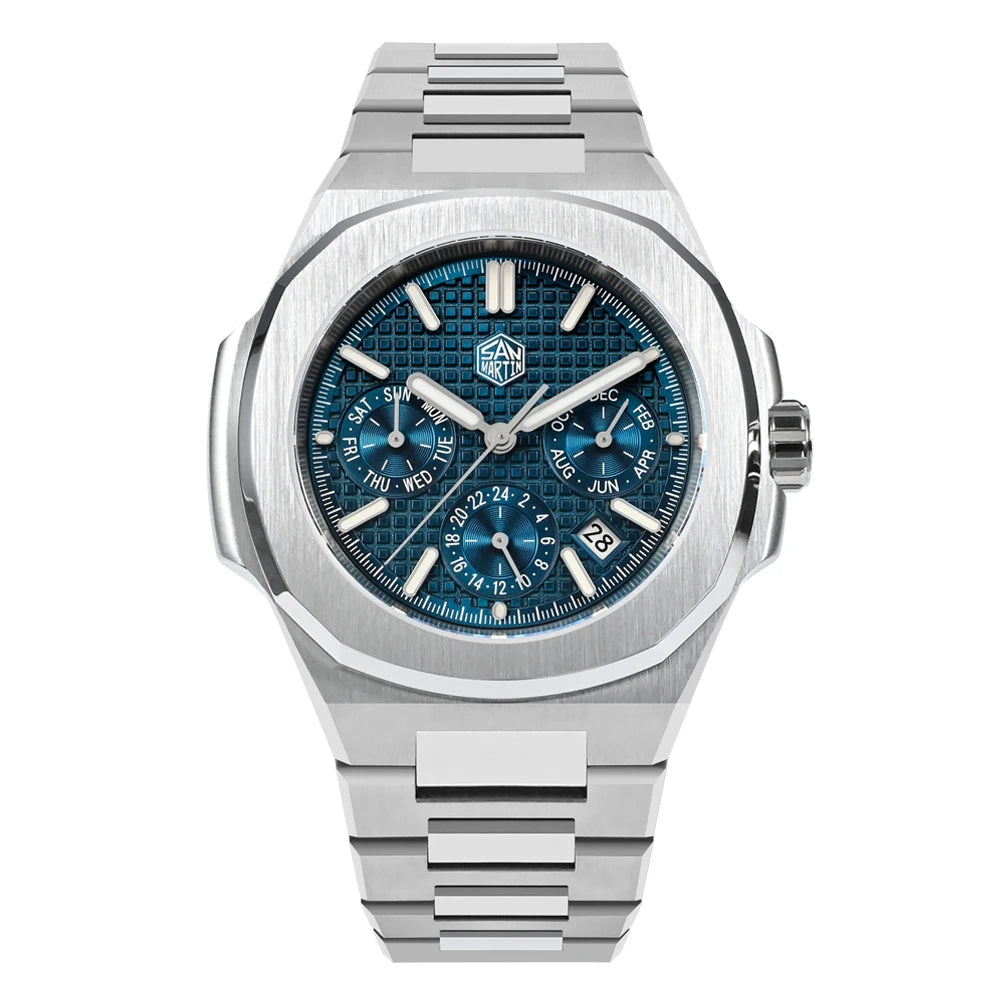 San Martin SN0075 Kleideruhr Blau Waffel B2