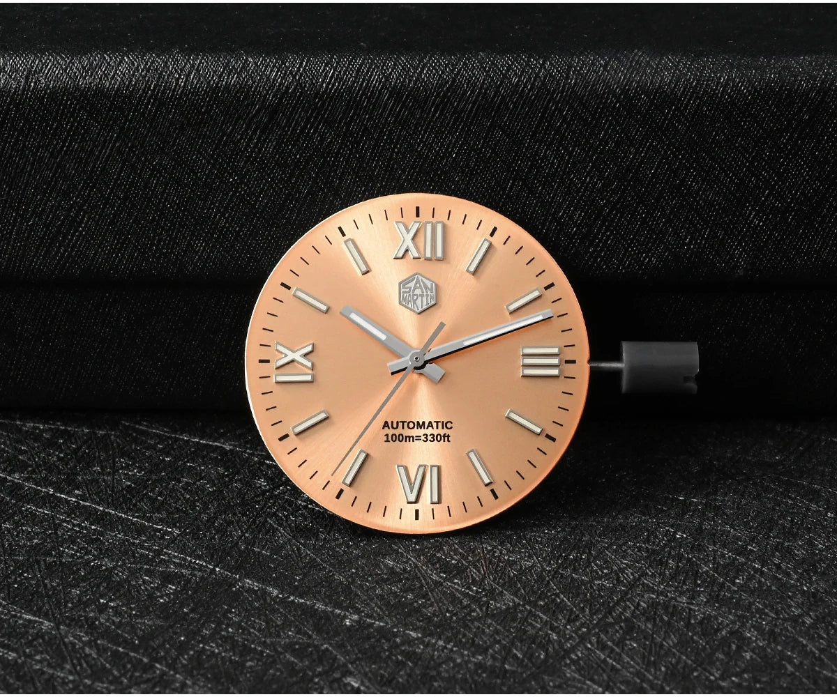 San Martin SN0050 Kleideruhr Sunray Lachs Zifferblatt Frontansicht